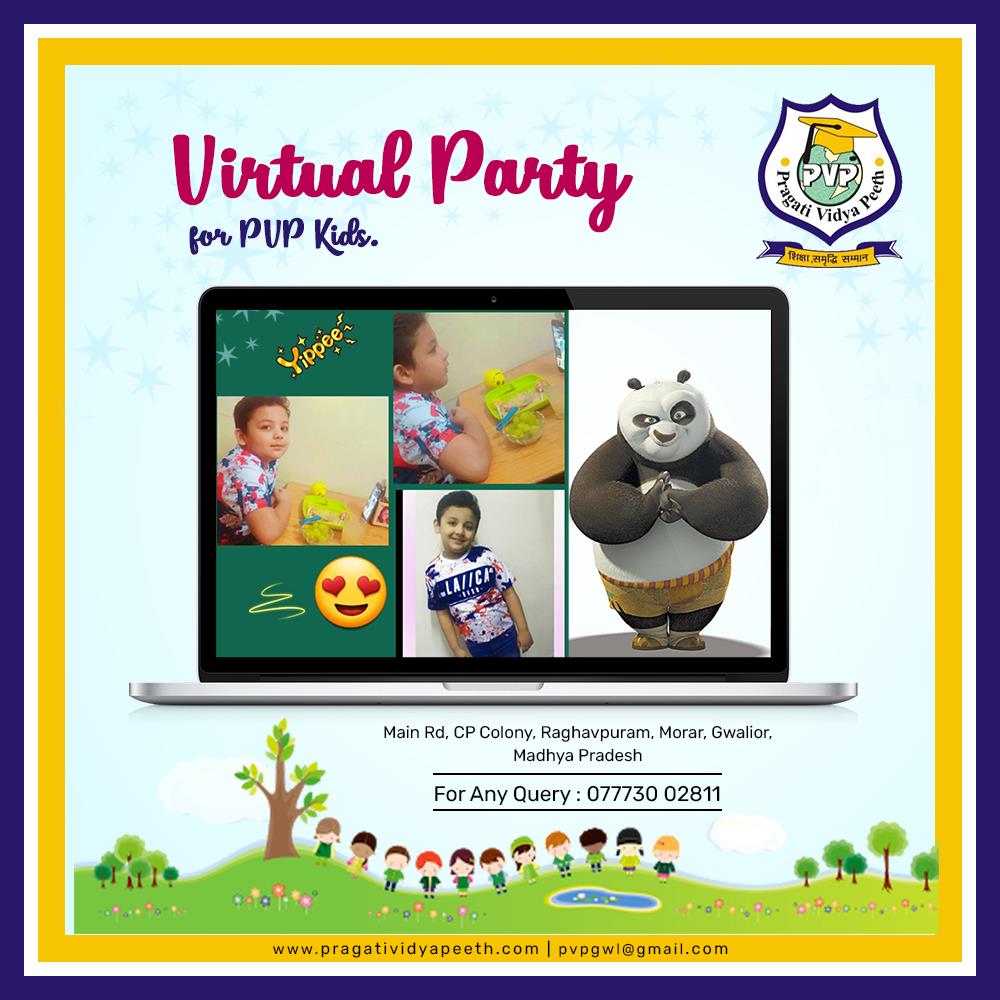 Our lovely students of Pragati Vidya Peeth (2nd, 3rd & 4th Class), participated in Virtual Party