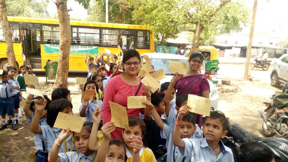 Students visit post office They posted letter to their Parents Main motto of this activity giving message to their parents please vote